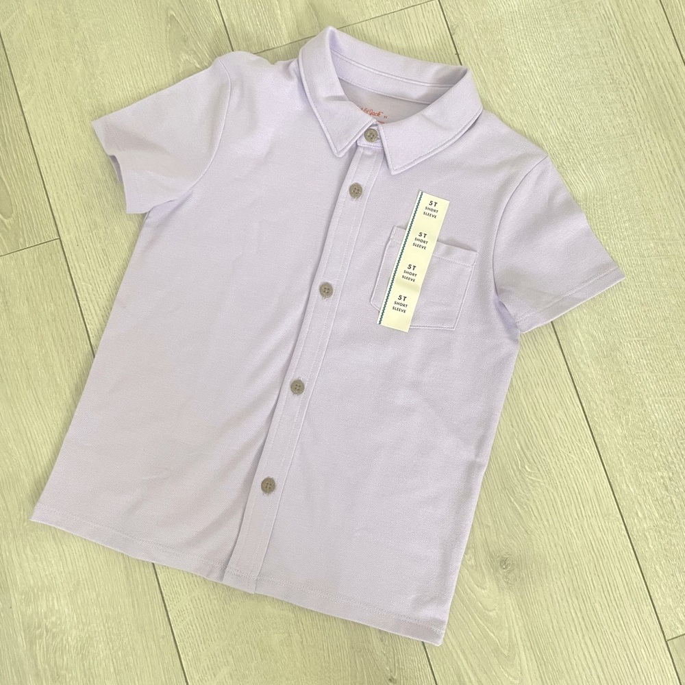 Purple Short Sleeve Button Down Shirt